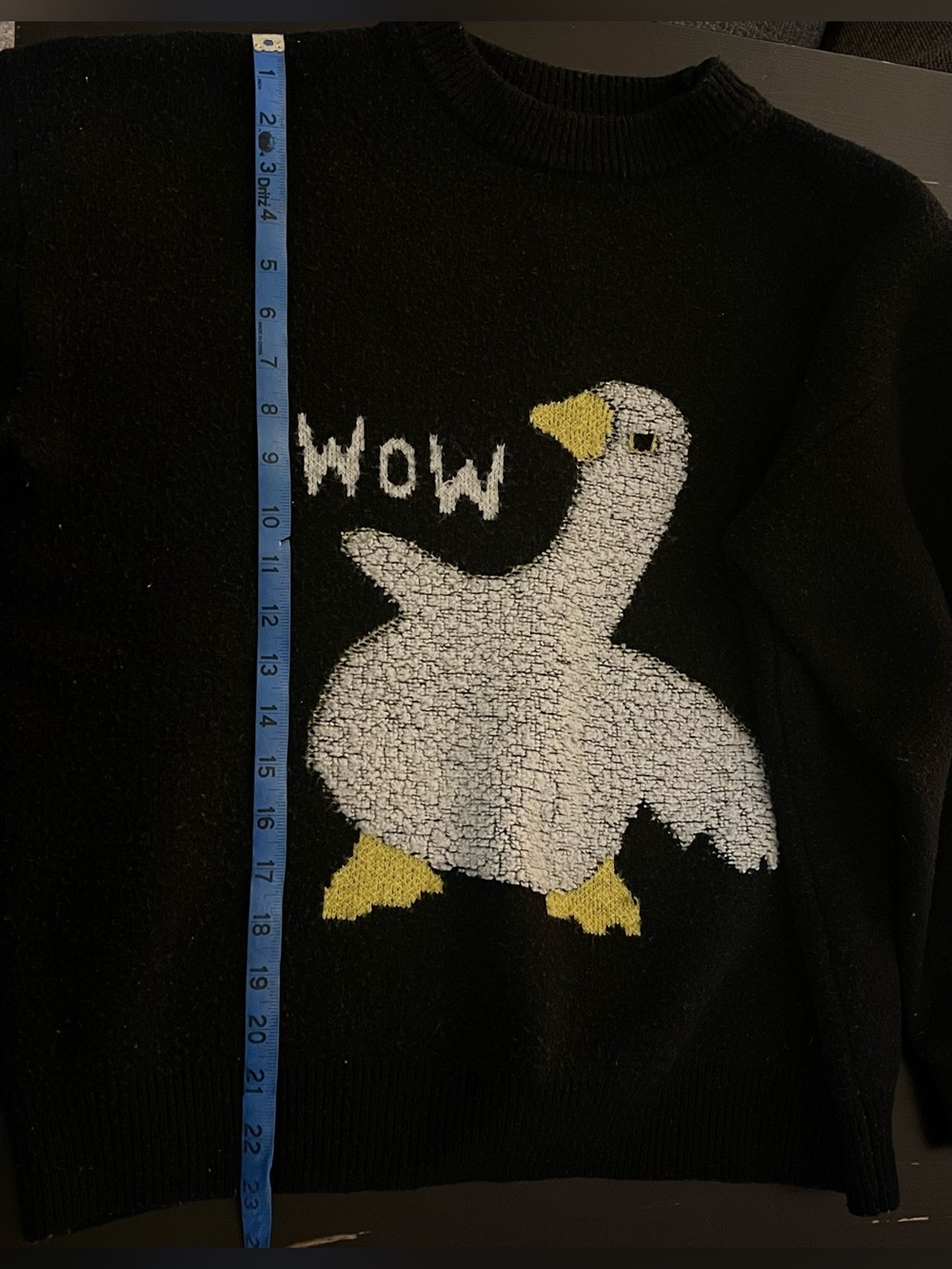 Aelfric Eden Black Sweater with WOW Goose Duck Design Print L - Picture 5 of 5